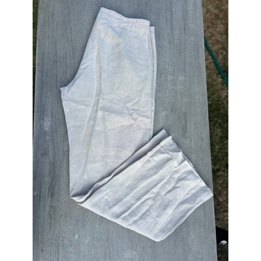 Gap 100% Linen‎ Drawstring Pants Beige Straight Leg Trousers Womens Size 6